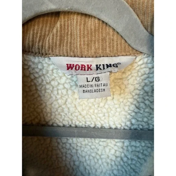 Mens Denim Jacket Corduroy Collar Sherpa‎ Lined L/G Large Blue Jean Heavy